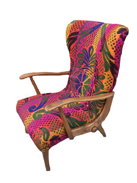 Vintage Fauteuil mit Kelim (Rücklehne verstellbar)-neu tapeziert