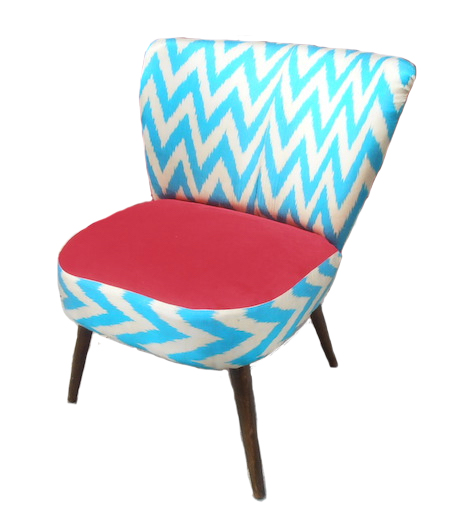  vintage fauteuil mit Ikat Textil neu tapeziert -Keshte design